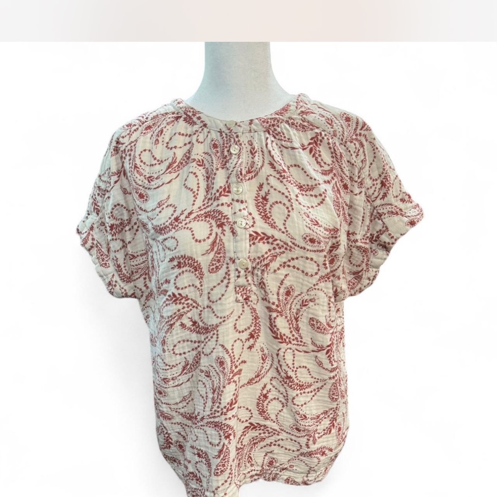 a.n.a Cream Blouse with Red Paisley Print